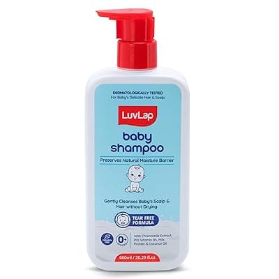 LuvLap Milky Soft Baby Shampoo - 600ml, Tear Free Formula, with Milk Protein, Vitamin E & Coconut Oil, Shea Butter & Chamomile, Gentle Care for Baby's Soft Hair, No Paraben, Dermatologically Tested