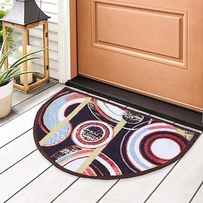 Status Contract Semi Circle/D-Shape Entrance Floor Door Mats Home Decor Non-Slip Carpet for Bathroom, Bedroom, Balcony, Living Room Washable Dirt Trapper (15 x 23 inch)