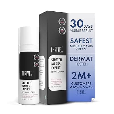 ThriveCo Stretch Marks Expert Serum Cream | Clinically Proven Treatment for New (red) &amp; Old (white) Stretch Marks &amp; Scars Removal | Infused with Collarev®, Striover™, Rosehip Oil &amp; Squalane | For Women &amp; Men | 30ml