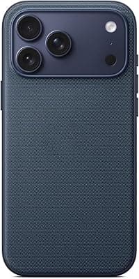 QHOHQ Luxury Vintage TechWoven Back Cover for iPhone 17 Pro (6.3 Inch) | Premium Woven Texture Case with Shockproof Protection | Premium Slim Fit Case with Wireless Charging Support (Blue)