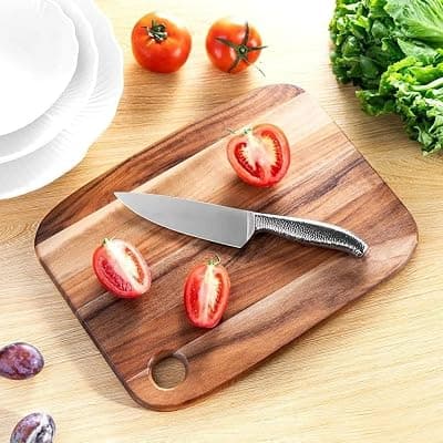 Clazkit Teak Wood Cutting/Chopping Board with Hanging Hole|Odour-Free, Eco-Friendly, Bacteria Resistant Wooden Chopping Board Finish | Knife-Friendly, Heat Resistant|38.5 x 27 x 1.5cms