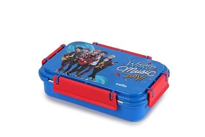 CELLO Delish Insulated Lunch Box, Blue | Inner Stainless Steel Compartment | Silicon Seal in The Lid with 4 Sided Click Locks | Ideal for College,Office, Outdoor Activities