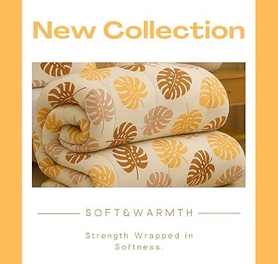 BSB HOME 3 Layered Heavy Winter Quilt | Rajai – 600 GSM Thick &amp; Fluffy Comforter, Ultra Warm Double Bed Blanket for Extreme Cold Weather Weight 3 kg, Pattren - Quilted Floral, Colour - Green &amp; White