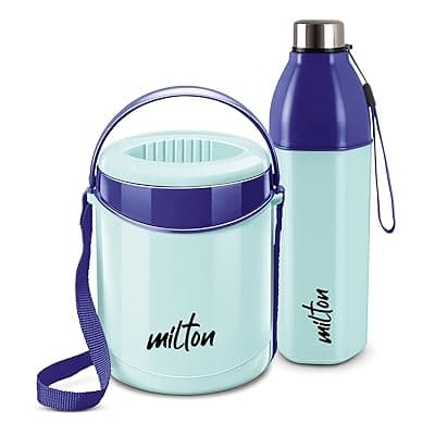 MILTON Essential Gift Set, Kool Hexone Insulated Bottle, 720 ml and Econa Inner Stainless Steel Insulated Lunch Box, 900 ml, Blue | Leak Proof | BPA Free | Easy to Carry | PU Insulated | Food Grade