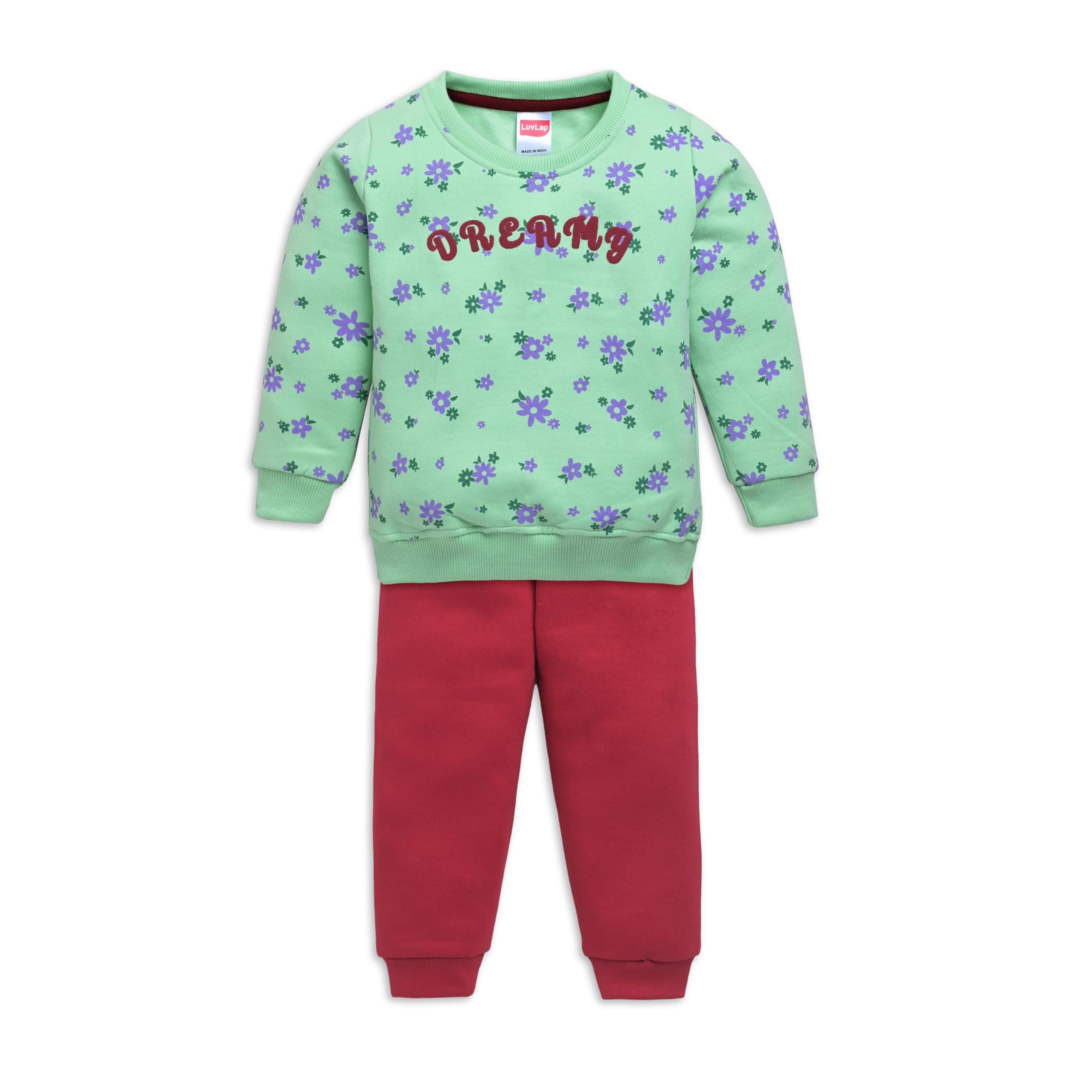 LuvLap Baby Girls Full Sleeve Sweatshirt & Pyjama Set