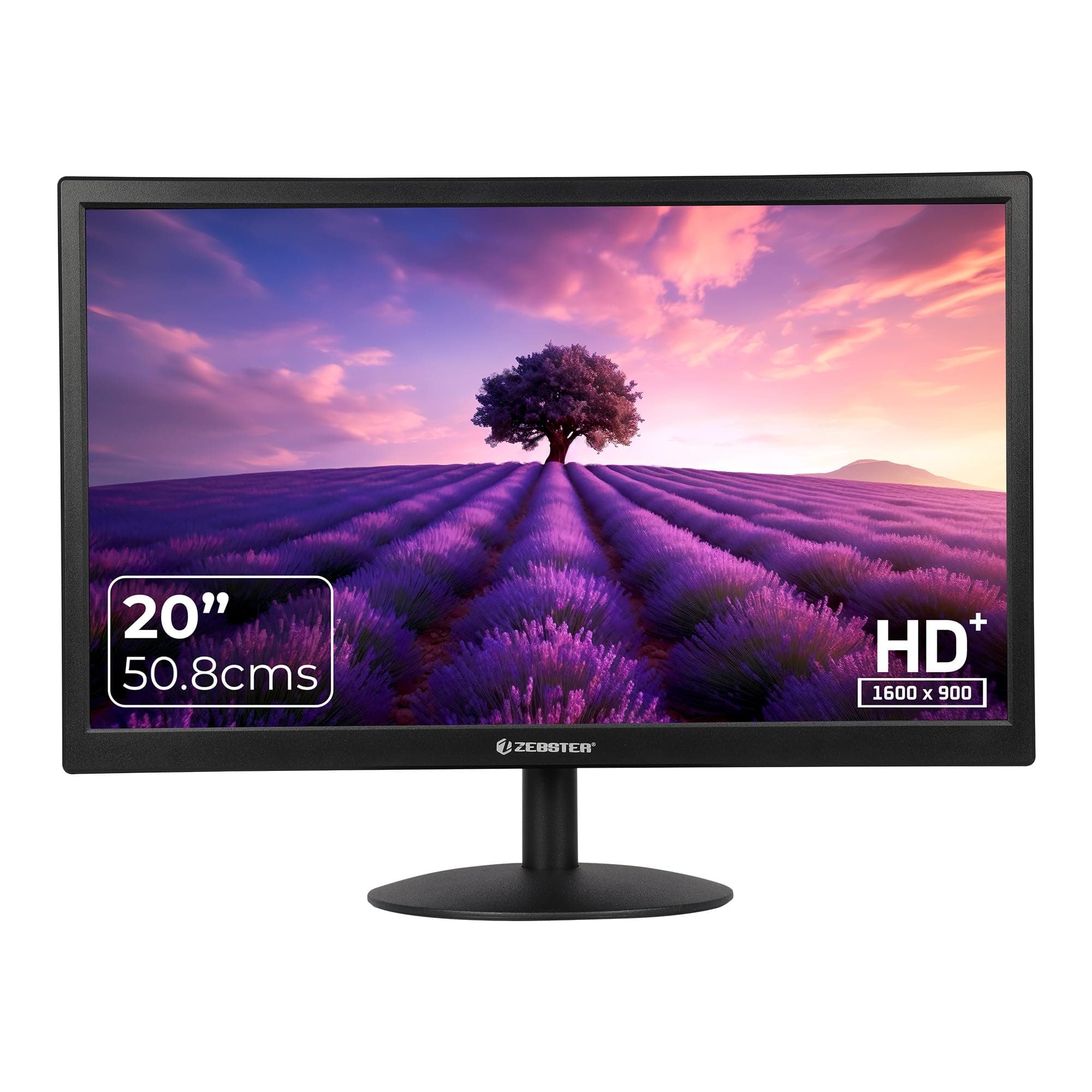 ZEBSTER A20HD LED,20 Inch (50.8cm) LED Monitor, Dual HDMI & VGA Input, HD+1600x900, 220nits Brightness, 5000000:1 Dynamic Contrast Ratio,16.7M Colors,16:9 Aspect Ratio, Wall Mountable