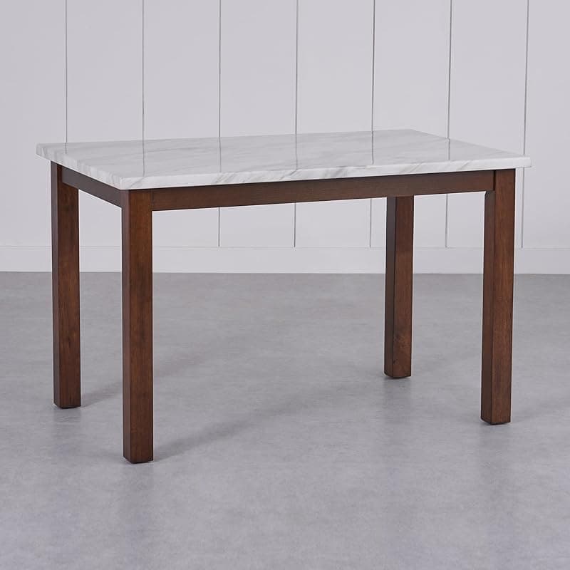 Home Centre 4 Seater Harmony Faux Marble Top Dining Table |Faux Marble Dining Tables for Dining Room|(Beige) 1 Year Warranty