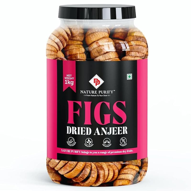 Nature Purify Dried Afghani Anjeer 1000 GM | Dry Figs Naturally Sourced Anjir | Rich Source of Fibre, Calcium & Iron | Low in calories and Fat Free | High in Minerals & Vitamins | Nutritious and Delicious Snacks