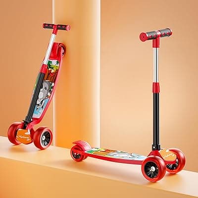 Lifelong Kick Scooter with Adjustable Height - Foldable - Skate for Kids with PVC Wheel - Max User weight-50 kg, Red & Black, 6 Months Manufacturer's Warranty, LLKS02