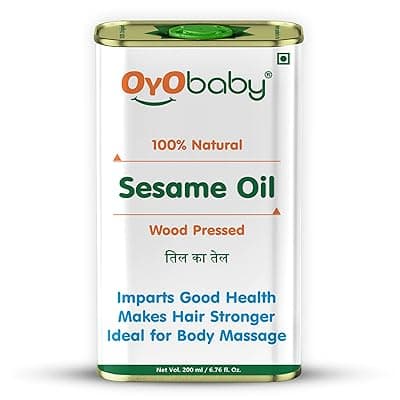 OYO BABY 100% Natural Baby Oil for New Born | Wood Pressed Sesame Oil - Massage, Skin & Baby Hair Oil - 200ml