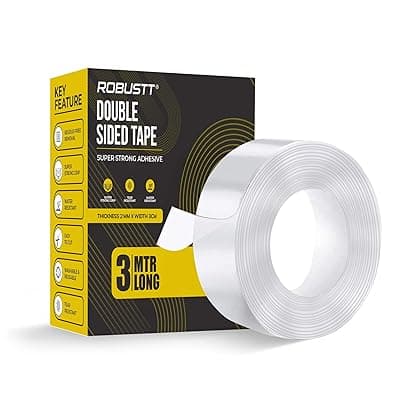 Robustt Double Sided Tape(Pack of 1) 3m x 3 Cm, Heavy Duty, Transparent IVY Grip Tape, Removable Traceless Mounting Best Suited for Wall Tape, Kitchen, Home Dcor & DIY