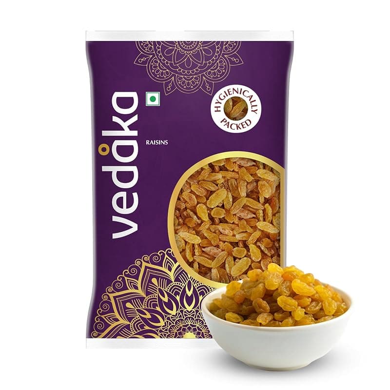 Amazon Brand - Vedaka Raisins | 1 Kg | Kismish | Premium Dried Grapes | Sweet Fruity Taste And Soft Chewy Texture | Natural Source Of Antioxidants, Potassium & Fiber | Healthy Snack