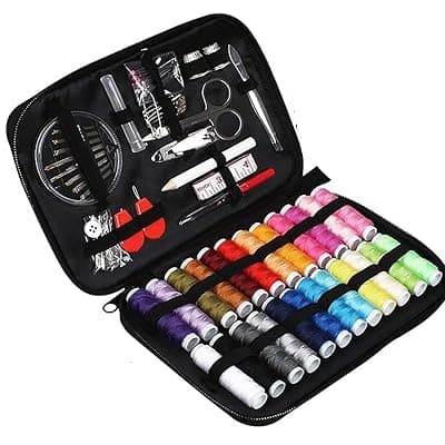 TAZLYN 206 Sewing kit Box for Home use Needle and Thread Box Sewing kit mini sui dhaga kit Stitching kit Tailoring Accessories 30 Large Cotton Thread Bobbins PU Case for Home Travel and Emergency Use