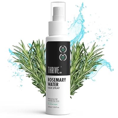 ThriveCo Rosemary Water Hair Spray | With 100% Natural Rosemary Extract, Rice Water &amp; Hyaluronic Acid | For Hair Growth &amp; Hair Fall Control | Adds Shine &amp; Conditions | Lightweight | For Men &amp; Women, 100ml