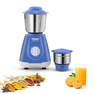 Maharaja Whiteline Smart Mixer Grinder | 500-watt | 20000 RPM Motor Speed | Air Ventilation System | Stainless-Steel Jars &amp; Blades | Unique Jar Flow Breakers | 2 Year Motor Warranty |Blue