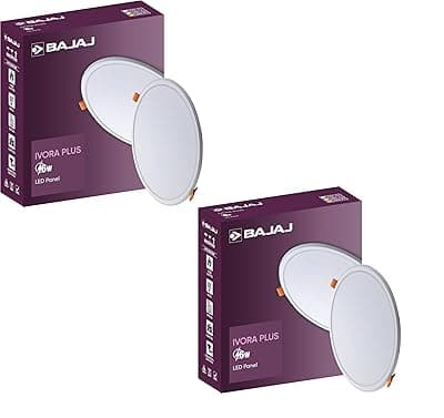 Bajaj Ivora Plus LED Panel | 6W Round Panel for Ceiling | Soothing Light | Cool Day Light (Pack of 2)