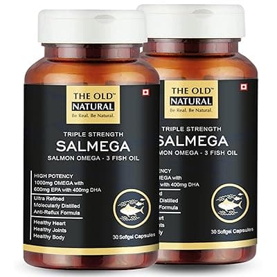 Salmega Triple Strength Salmon Omega-3 Fish Oil 1800Mg, 60 Softgels I High Potency 600Mg Epa &amp; 400Mg Dha With Vitamin E I Ultra Refined, Anti Reflux Formula, Burp Free (Pack of 2 - 30 Softgels Each)