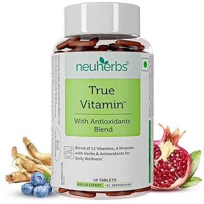 Neuherbs True Vitamin With Iodine Multivitamin With Zinc, Vitamin C, Vitamin-D, Gingseng, Ginkgo Biloba, Coenzyme Q-10, Lutein &amp; Choline For Men And Women