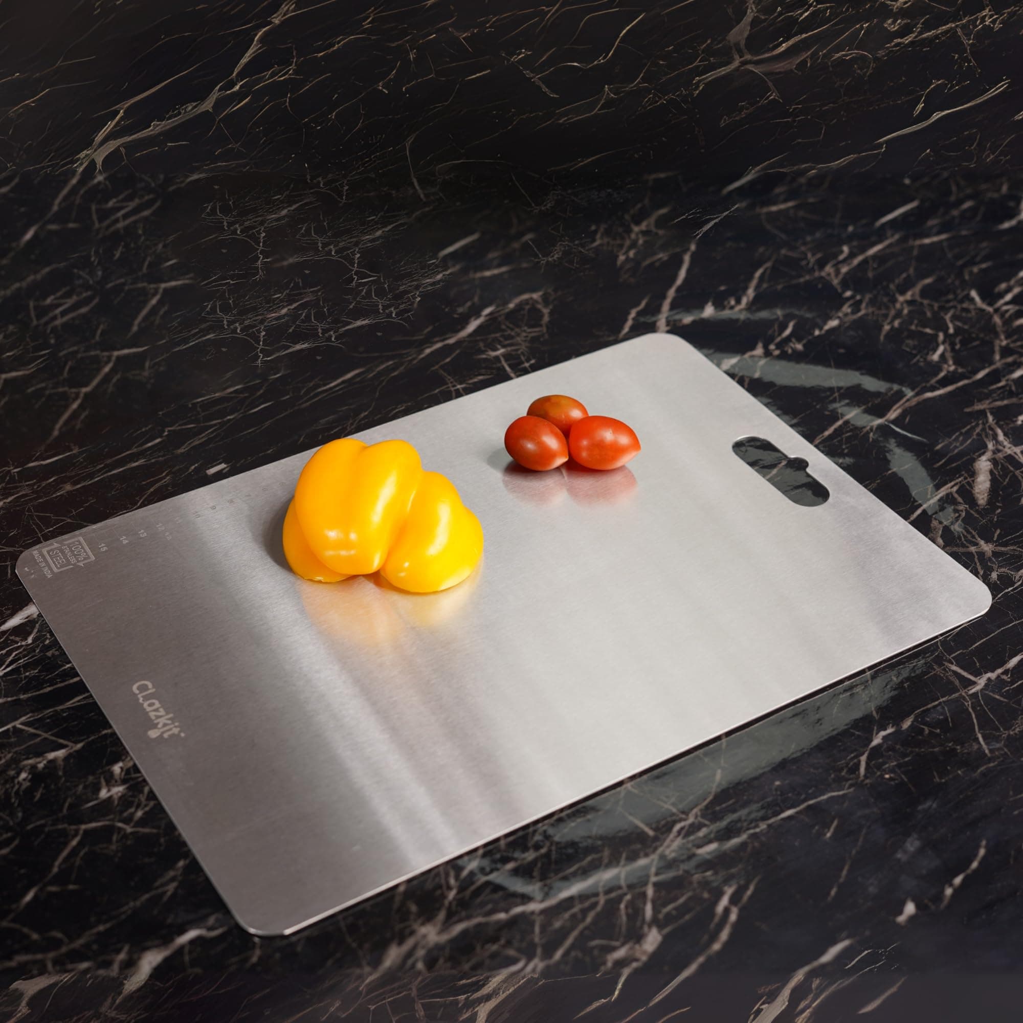 Clazkit Large Stainless Steel Chopping Cutting Board Vegetable,Fruit,Bread & Meat Durable Safe & Heavy Duty (360 x 250 x 1mm)