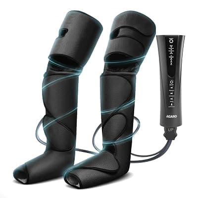 AGARO MAGMA Air Compression Leg Massager, Leg Foot Calves Thigh Massage Machine with Handheld Controller for Muscle relaxation and Blood Circulation (Black)