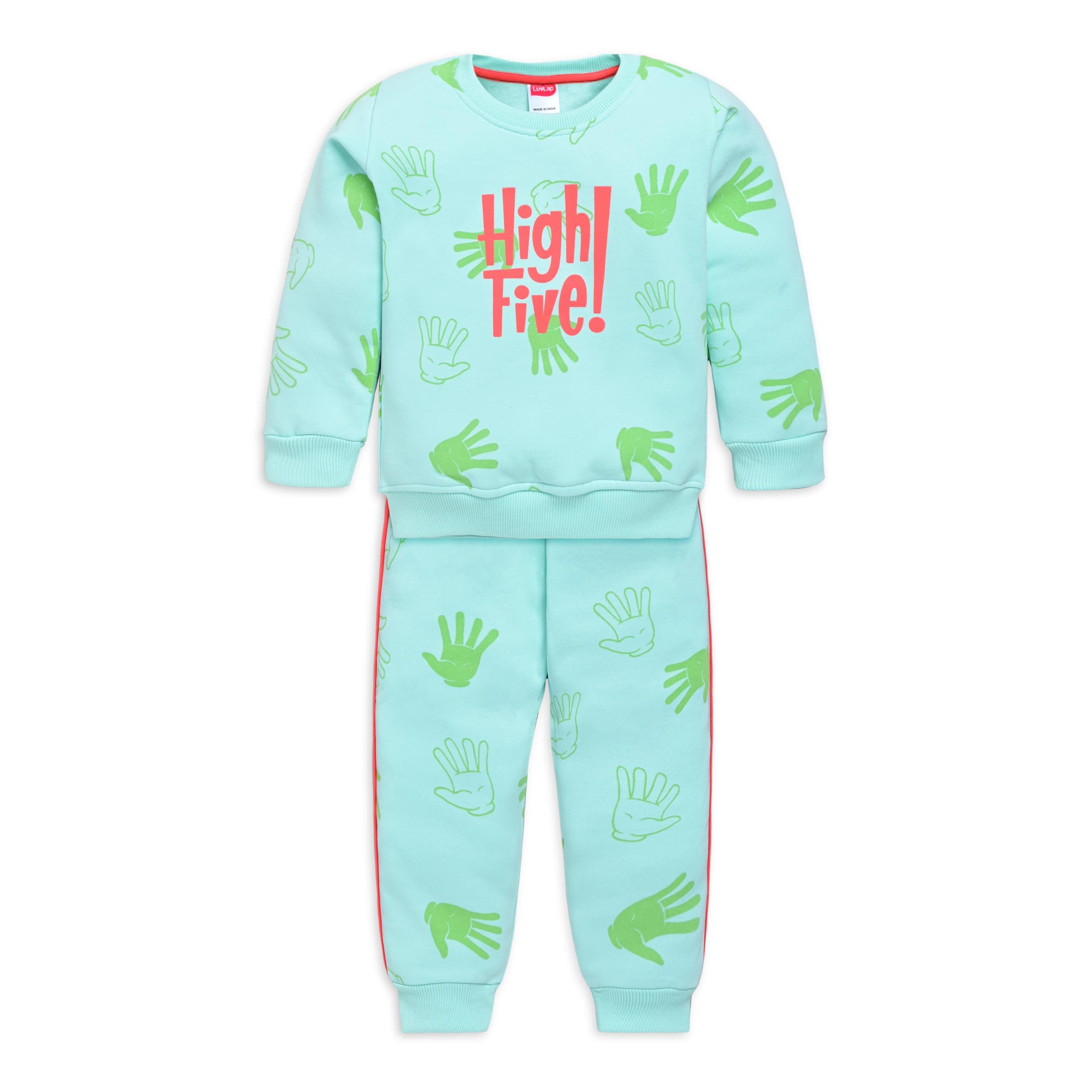 LuvLap Baby Boys Full Sleeve Sweatshirt & Pyjama Set Pack of 1