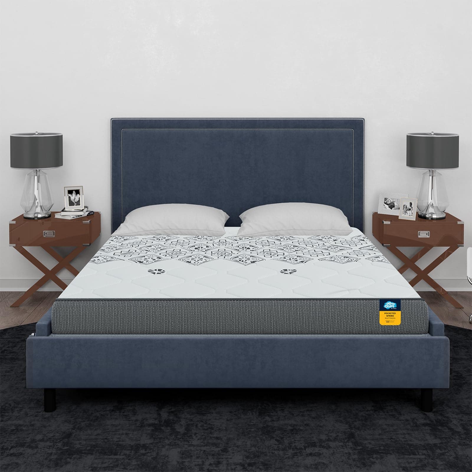 Centuary Mattresses Sleepables |10 Years Warranty | 8-Inch King Size Ortho Pocketed Zero Partner Disturbance Plush Quilted Rolled Packed Pocket Spring Mattress (72x72x8)