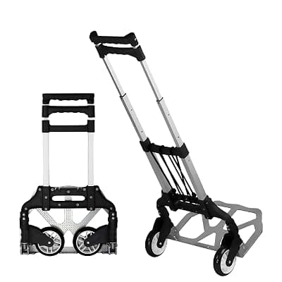 Robustt 75 Kg Foldable Trolley with Wheels | Puncture-Proof Wheels | Heavy-Duty Aluminium &amp; ABS Body | Luggage Trolley Cart for Moving Boxes, Appliances &amp; Bundles - Pack of 2