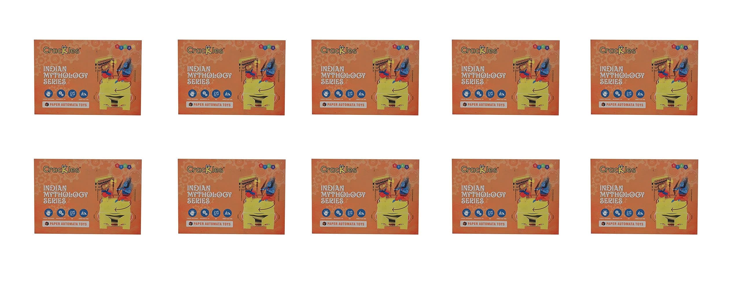 Crackles STEAM Toys- DIY 3D Paper Model Automata Bot with Animated Movements Indian Mytholog Series (Ram & Ravan Duel) - Pack of 10 for Birthday Return Gifts