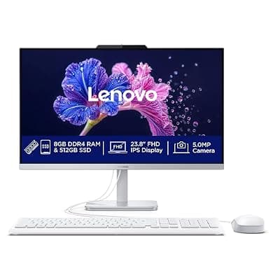 Lenovo A100 All in one Intel® N100 23.8" FHD (1920x1080) 3-Side Edgeless All-in-One Desktop (8GB/512GB SSD/Win11/MS Office 2024/5MP Camera/USB Calliope Keyboard & Mouse) F0J6005FIN