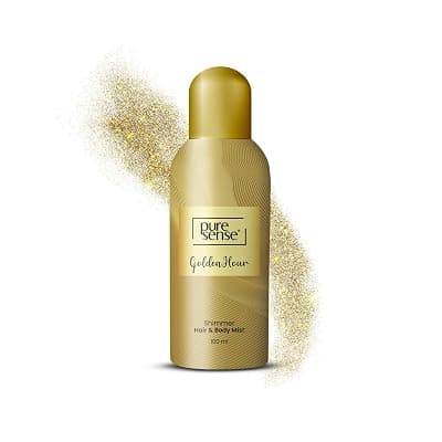 PureSense Golden Hour All Day Fragrance | Long Lasting | Travel Friendly Hair and Shimmer Body Mist Spray for Women 100ml