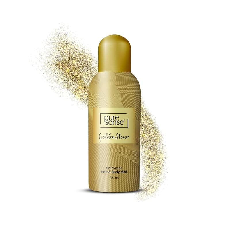 PureSense Golden Hour All Day Fragrance | Long Lasting | Travel Friendly Hair and Shimmer Body Mist Spray for Women 100ml