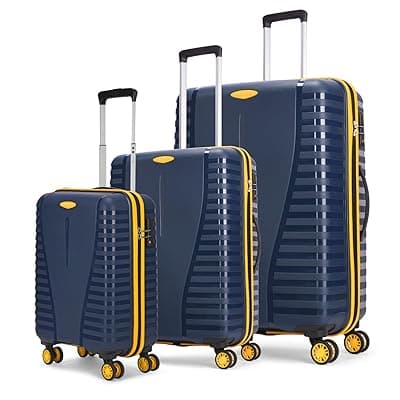 Aristocrat 3 Pc Airpro Plus Set Cabin 55Cm(Small) Check-in 66Cm(Medium) 76Cm(Large) 8 Wheels Trolley Bags for Travel Hard Case Spinner Wheel Lightweight Bag with TSA Lock &amp; Anti-Theft Zipper(Blue)