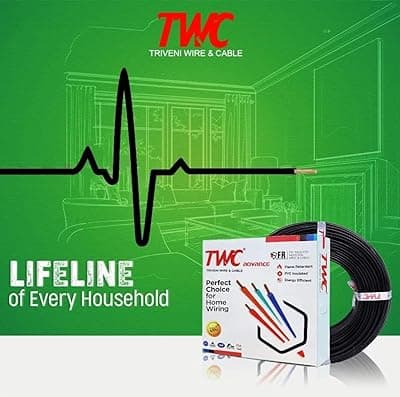 TWC Advance Blue 10 SQMM 90 METER | Copper Wire | HRFR (Heat Resistant Flame Retardant) Lead-Free Cable | Low Smoke Halogen-Free Wire for Home &amp; Industrial Electrical Wiring