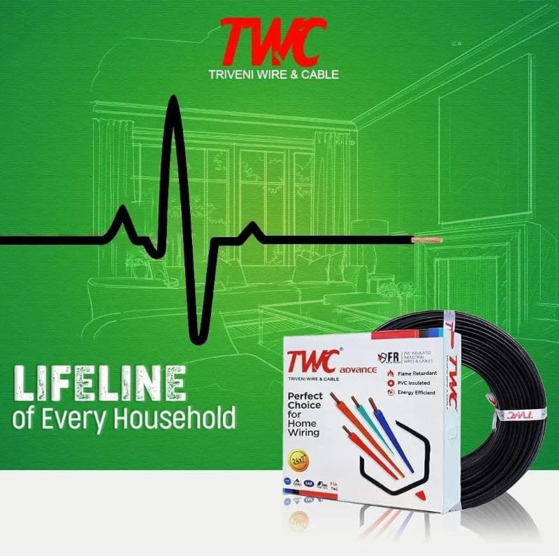 TWC Advance Blue 10 SQMM 90 METER | Copper Wire | HRFR (Heat Resistant Flame Retardant) Lead-Free Cable | Low Smoke Halogen-Free Wire for Home &amp; Industrial Electrical Wiring