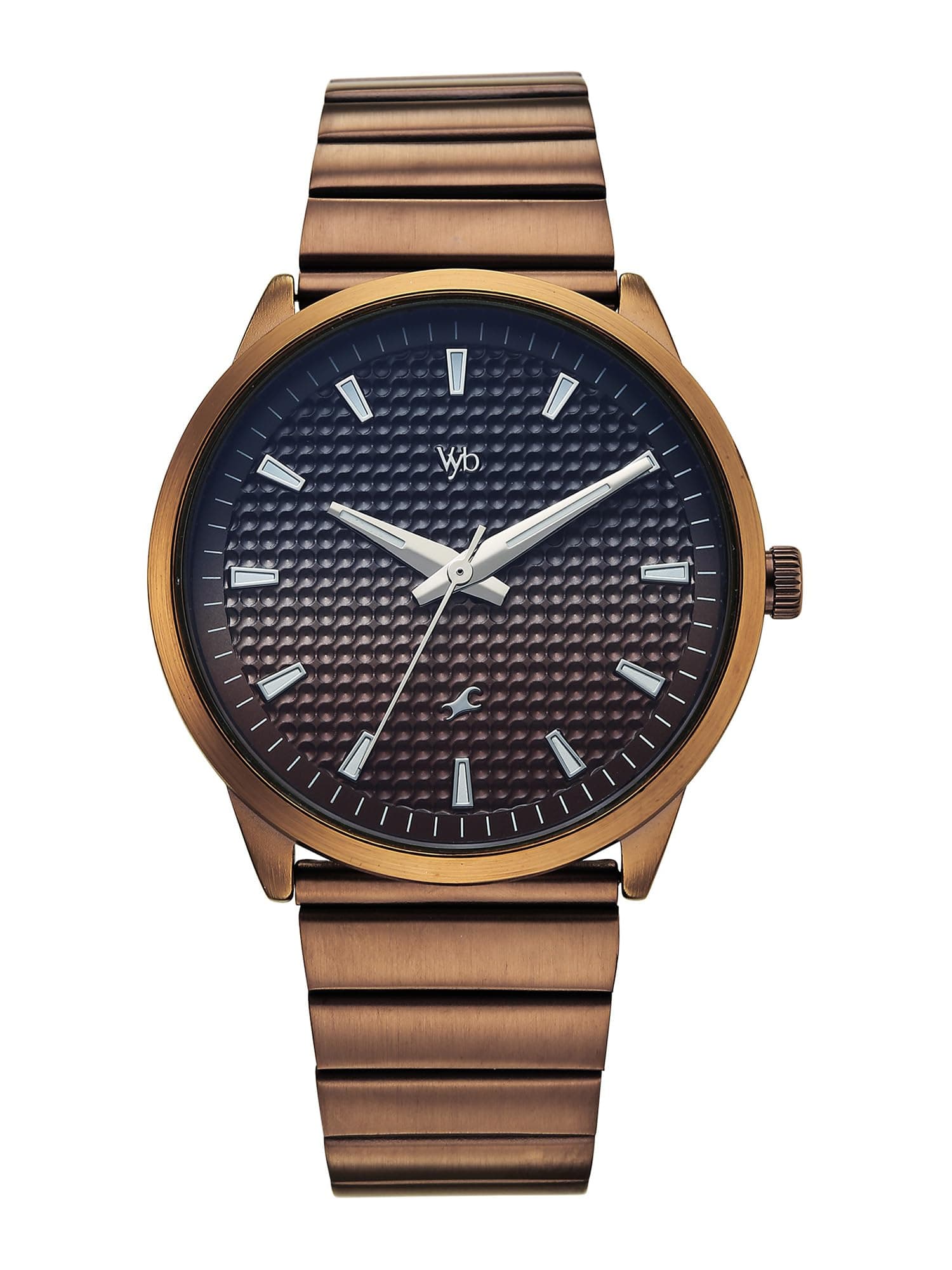 Fastrack Vyb Arcane with Quartz Analog Black+Coffee Dial Coffee Brown Stainless Steel Strap Watch for Men - FV30047QM01W