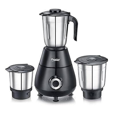 Prestige Apex 500 Watt Mixer Grinder with 3 Stainless Steel Jars | Super Efficient SS Blades | Black | 2Y Warranty | ISI Certified
