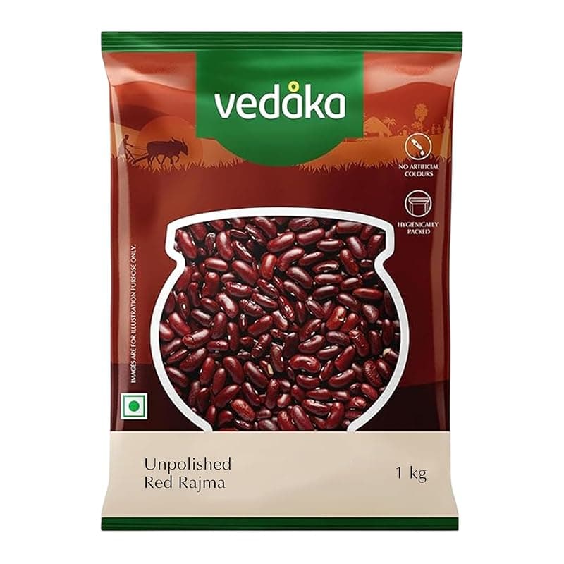 Amazon Brand - Vedaka Premium Unpolished Red Rajma | 1 Kg