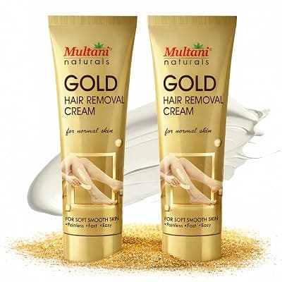 Multani Natural Gold Hair Removal Cream 60 ml (Pack of 2)| Radiance formula Enriched with Gold Pearl Powder and Vitamin E | Painless, Easy and Effective Hair Removal for Men and Women