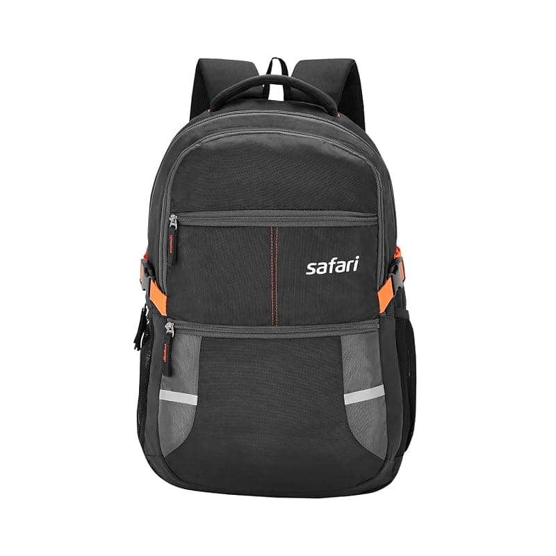 Safari Omega spacious/large laptop backpack with Raincover, college bag, travel bag for men and women, Black, 30 Litre
