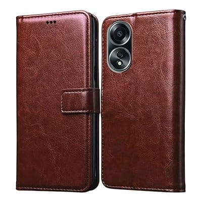 Amazon Brand- Solimo Flip for Oppo A38 4G (Leather_Brown)