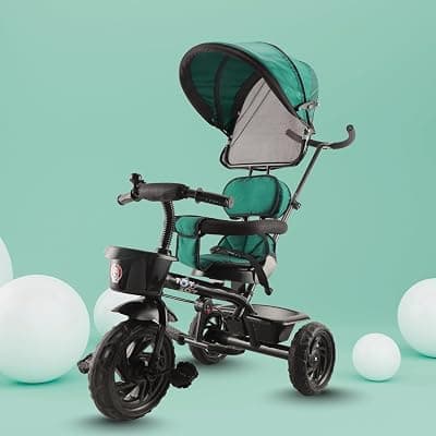 Toyzoy Maple Pro Max Kids Trike with Adjustable Canopy with Safety Harness & Push Handle for Parents| Comfortable & Safe Ride for Toddlers 12-48 Months | Carrying Capacity - 25kgs (Green)