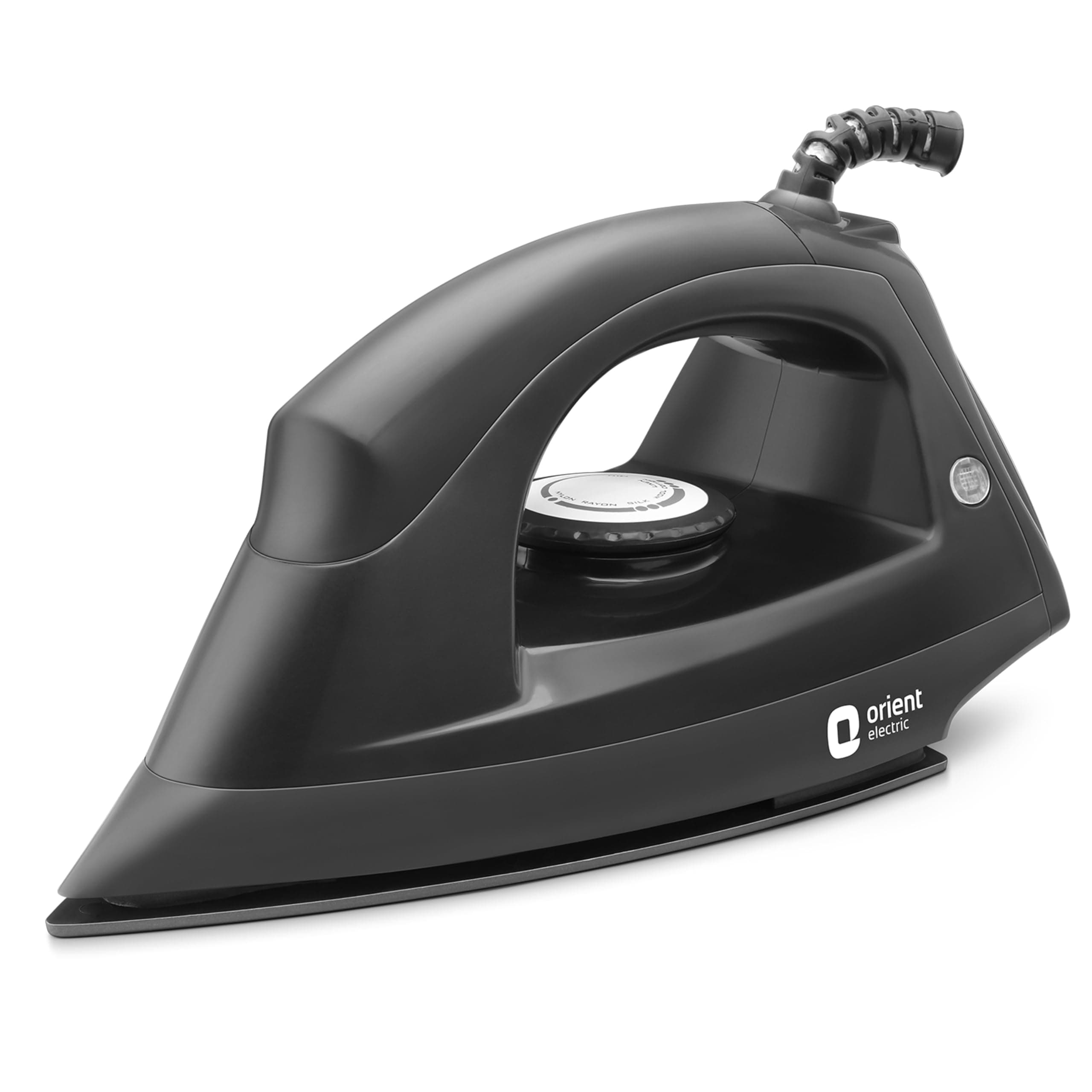 Orient Electric DIFG10GP Fabriglide 1000 W Dry Iron | German-made Weilburger coating on the soleplate| Silver Layered Thermostat for Better Heat Conductivity | 2 Year Warranty by Orient| Black & Grey