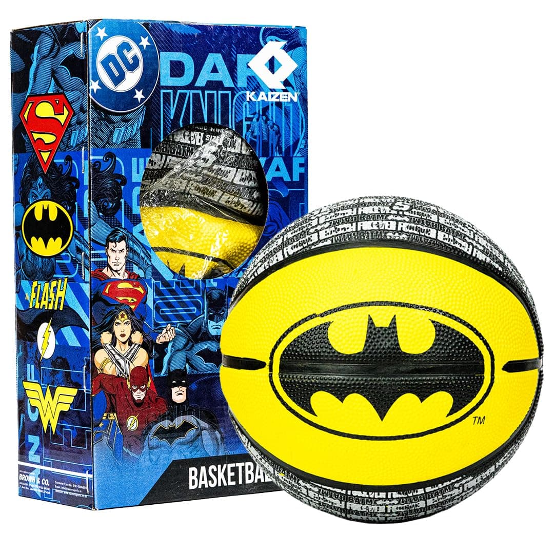 KAIZEN Batman Basketball for Kids & Teens | Durable Rubber Basketball for Indoor & Outdoor Play | Anti-Slip Grip | Official Batman Logo | Training & Recreational Sports Ball (7)
