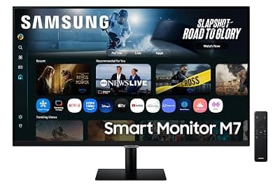 Samsung 32" (80 cm) 4K M7 Vision AI Smart Monitor|UHD 3840 x 2160|Smart TV Experience with AI|Type-C|Apple AirPlay|Gaming Bar|Remote|Speakers|Wi-Fi|Bluetooth|AI Picture & Sound|LS32FM700UWXXL|Black