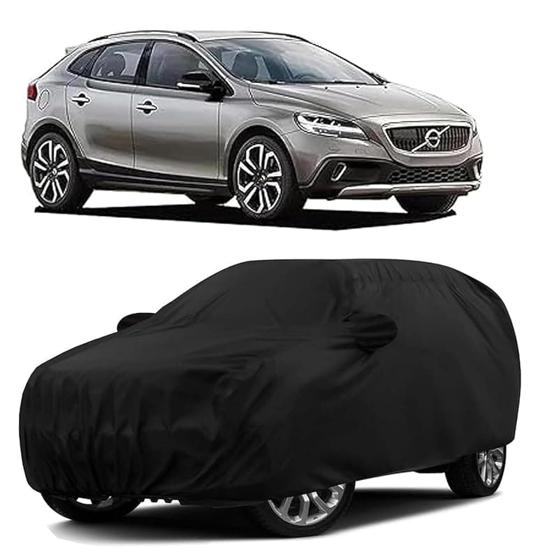 Sulfar 100% Water Resistant Car Body Cover Compatible with Mirror for Volvo V40 (Triple Stitched, Full Bottom Elastic, Black)