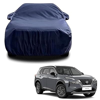 Sulfar 100% Water Resistant Car Body Cover Compatible with Mirror for Nissan XTrail (Triple Stitched, Full Bottom Elastic, Navy Blue)
