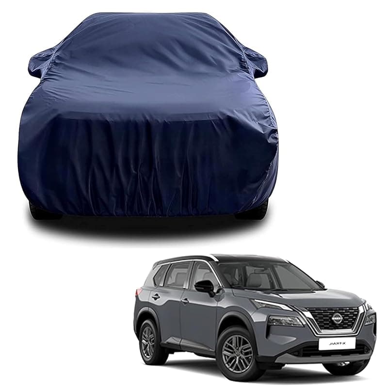Sulfar 100% Water Resistant Car Body Cover Compatible with Mirror for Nissan XTrail (Triple Stitched, Full Bottom Elastic, Navy Blue)