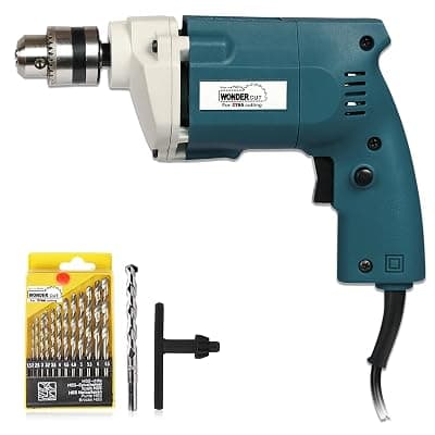 WONDERCUT Wc-Ed-10-B-Cmb Drill Machine 10Mm With Free 13Pcs Hss Drill Bits &amp; 1Pc Masonary Bit Combo, Blue