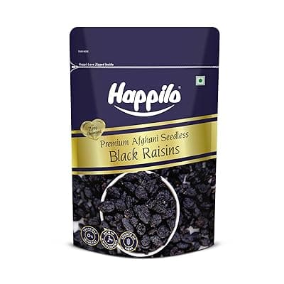Happilo Premium Afghani Black Raisins Seedless 250g | Kali Kishmish/Kismis | Dry Fruits, Healthy Snacks | Rich in Fiber, Potassium & Antioxidants | Tasty & Nutritious