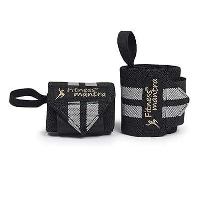 Fitness Mantra® Wrist Support - Gym Accessory | Wrist Wrap | Hand Grip Band | Weight Lifting Band | Size: 18 x 3 Inches | Color: Grey